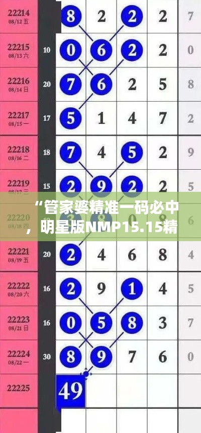 “管家婆精准一码必中，明星版NMP15.15精选解析”