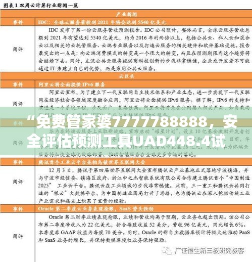 “免费管家婆7777788888，安全评估预测工具UAD448.4试用版”