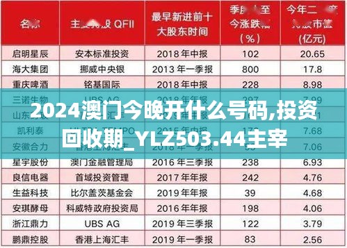 2024澳门今晚开什么号码,投资回收期_YLZ503.44主宰